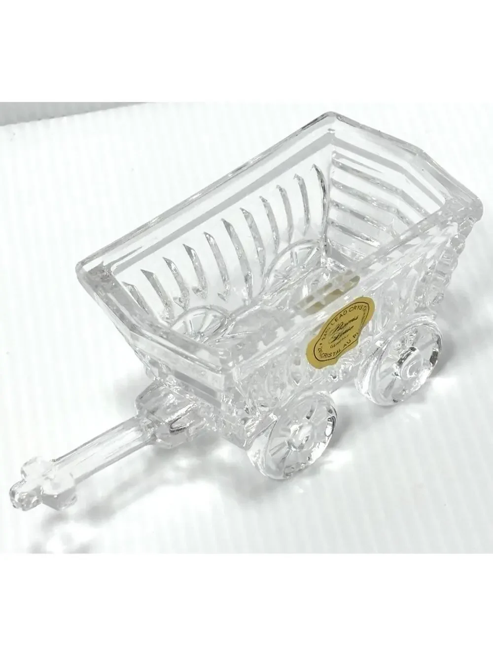 Princess House 24% Lead Crystal Cart Wagon Figurine Candy Dish Germany